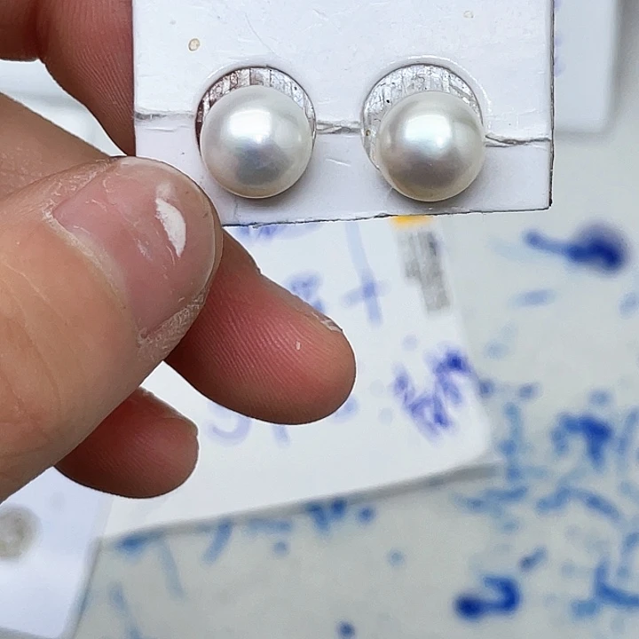 淡水珍珠耳饰银S925镶嵌熊***球