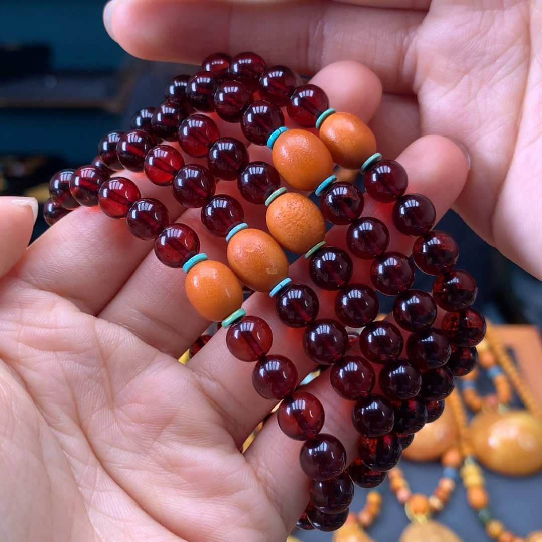 琥珀未镶嵌手串多样性发一