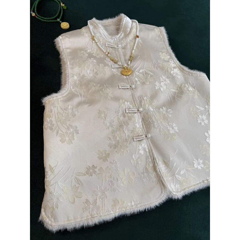 【白月光马甲】双面穿织锦保暖百搭时尚新中式国风马甲