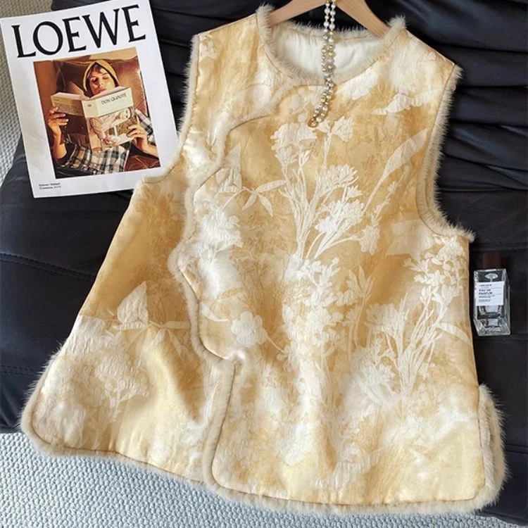 新中式风马甲女2025年冬季新款无袖坎肩高级感百搭国风背心上衣