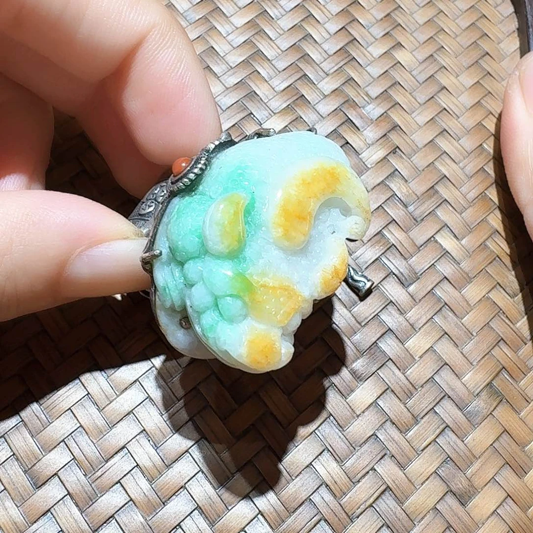 翡翠戒指银S925镶嵌个性十足