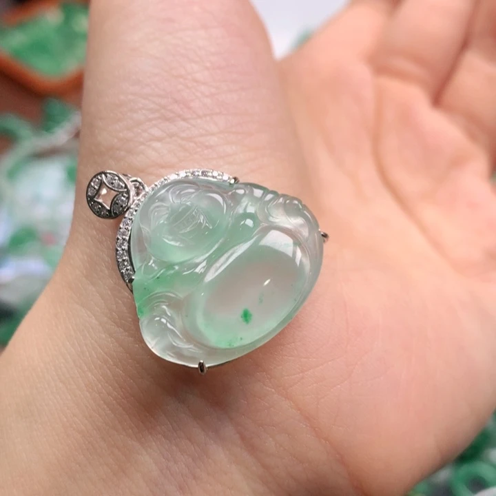 石英质玉银S925镶嵌颈饰天然非洲翠