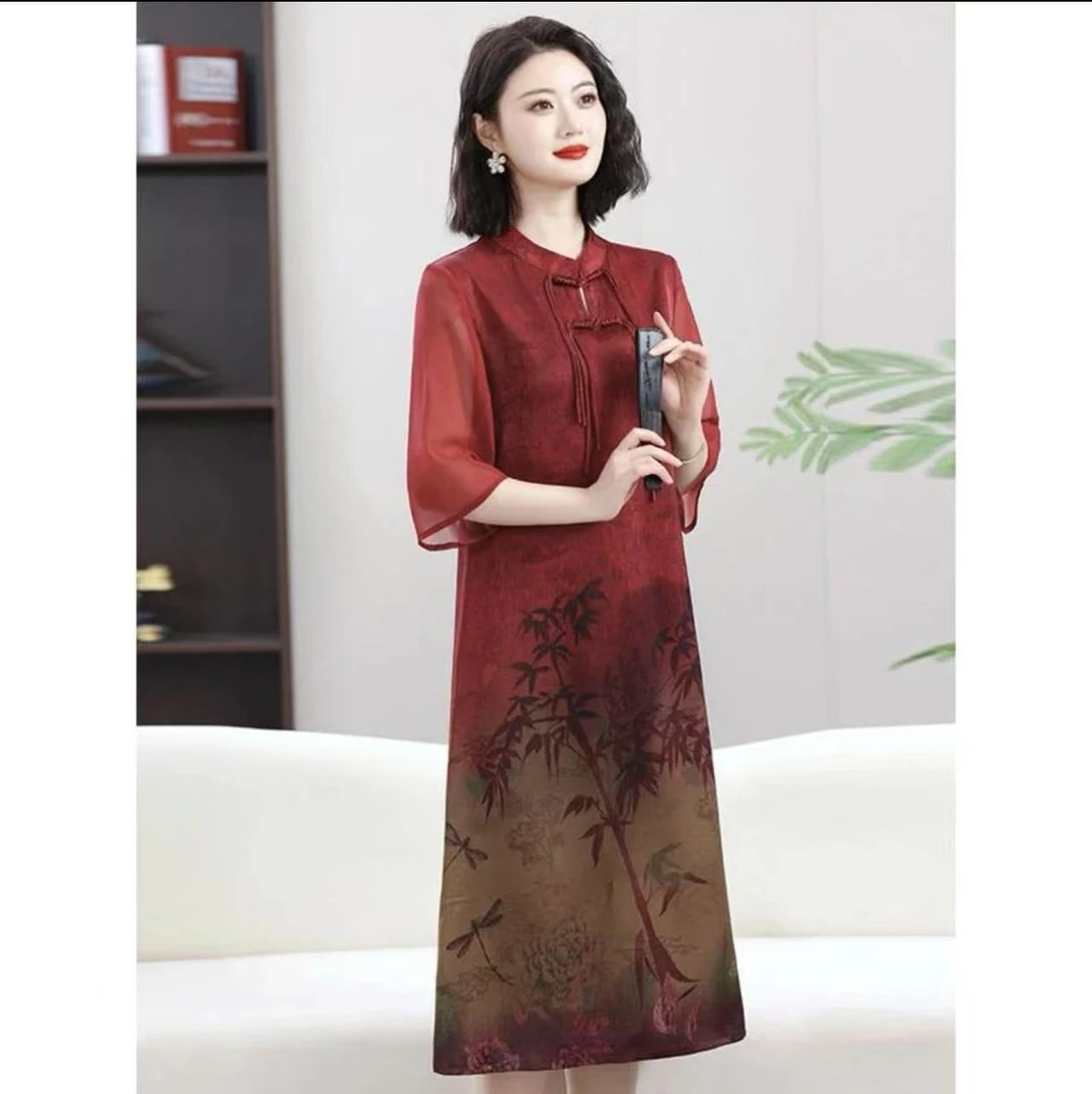 【主播优选】缎面气质国风优雅定制款连衣裙