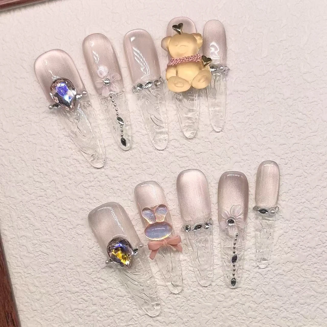 纯手工穿戴甲关注送工具包短甲长甲新款高品无暇