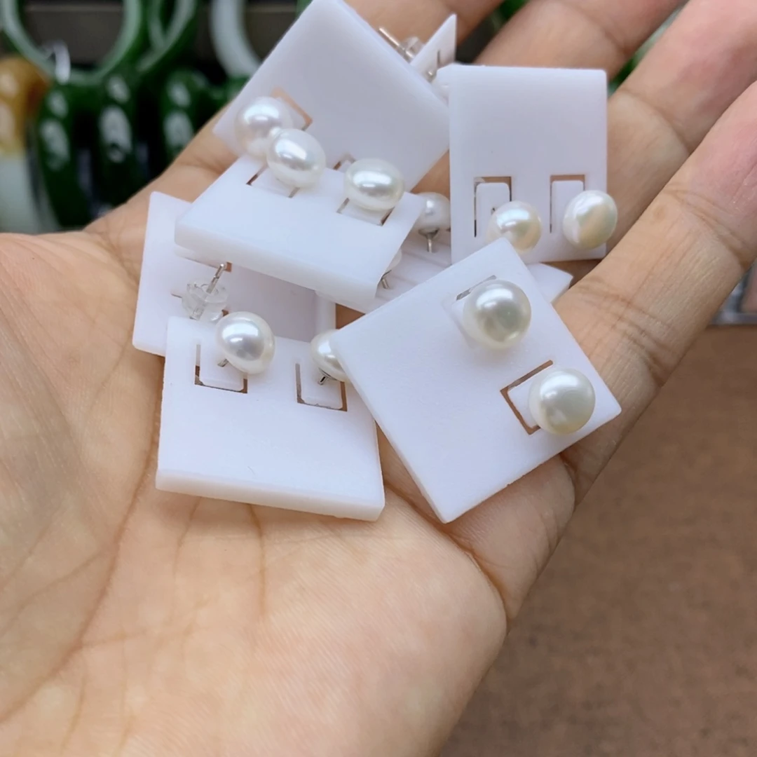 和田玉银S925镶嵌耳饰