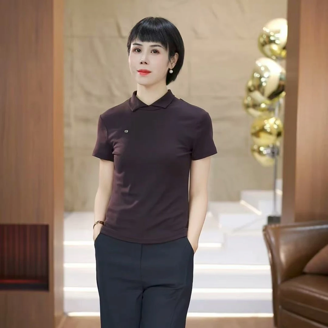 【渲渲推荐】QQ-8851-1秋季气质百搭休闲时尚翻领小钉扣小衫