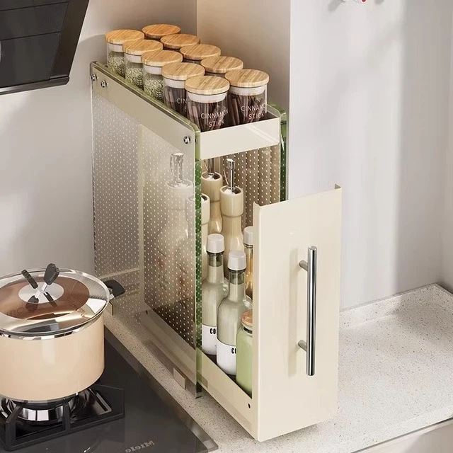 厨房调料置物架极超窄边抽拉式调料品调味料油盐酱醋台面收纳架盒