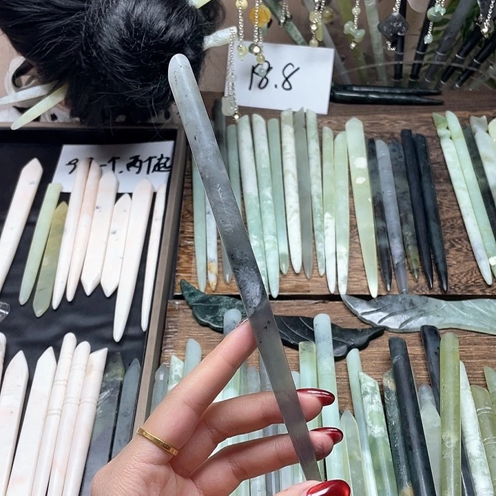 蛇纹石玉发饰合金我**迭