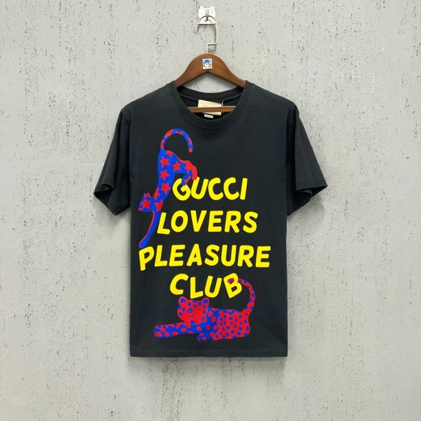 99新 GUCCI/古驰 黑色新款印花花豹短袖xs码 Z00455