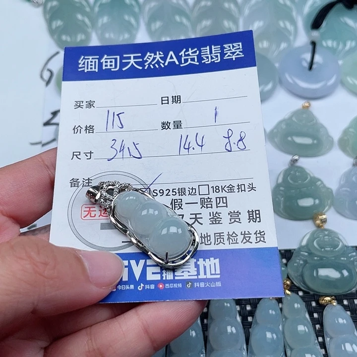 翡翠颈饰银S925镶嵌天然翡翠吊坠