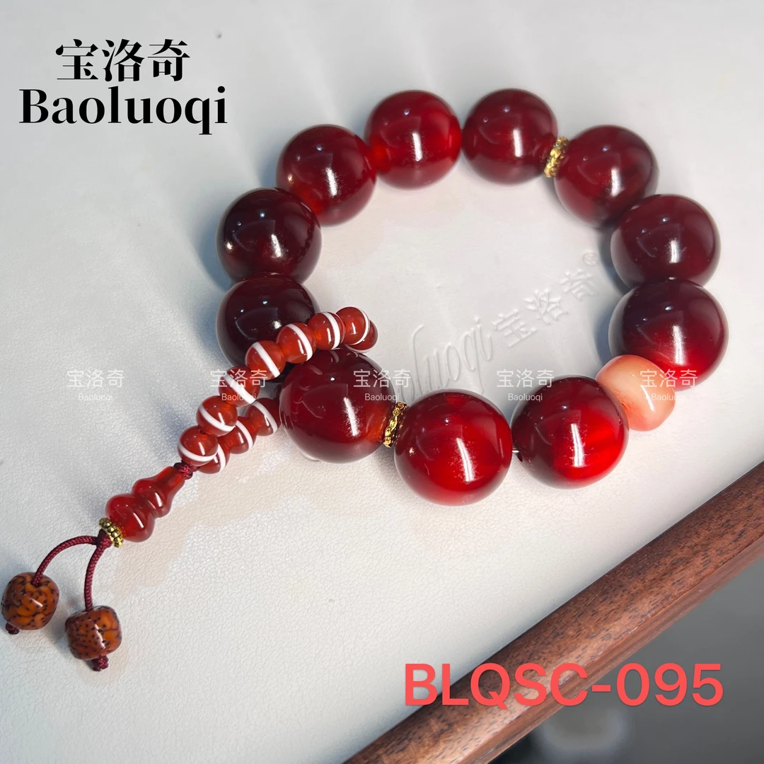 BLQSC-095 老料满红酒红牦牛角手链（18mm）玛瑙手串