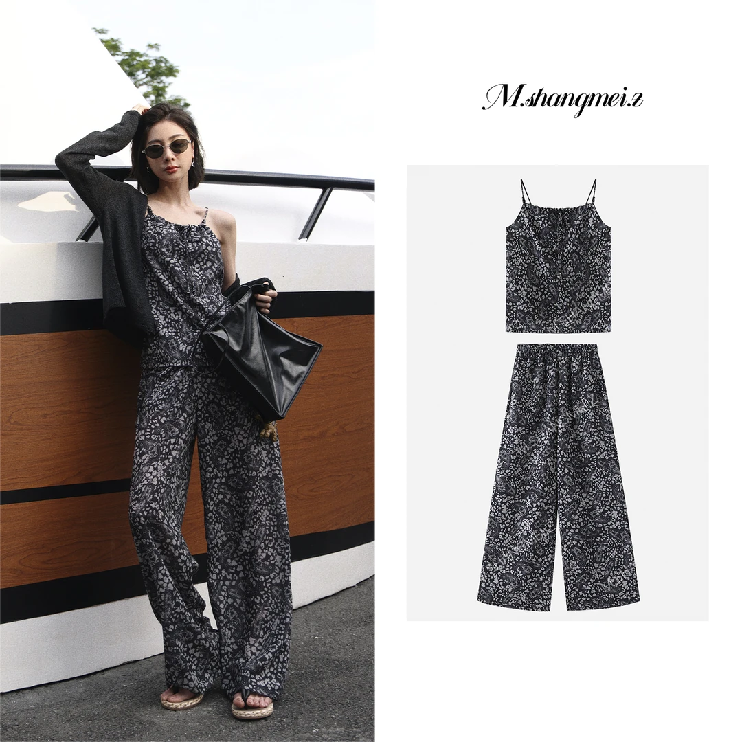 M.SHANGMEI.Z/沐熙【幽兰套装】美大哥度假风碎花印花套装X072715