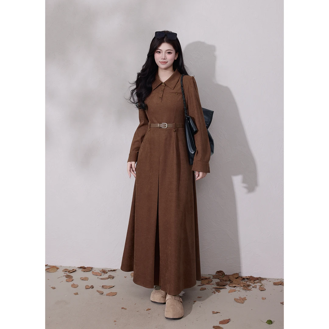 LX【心动赴约】蛋妹大码女装微胖mm春秋显瘦长袖裙子连衣裙DM33040