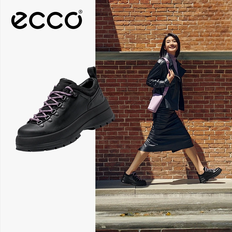ECCO爱步女士高档休闲鞋新款真皮百搭通勤厚底女鞋 踪迹30 220713