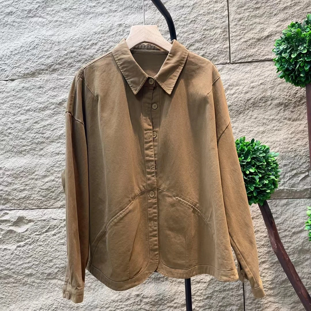 8375春秋新款休闲百搭长袖减龄宽松衬衫