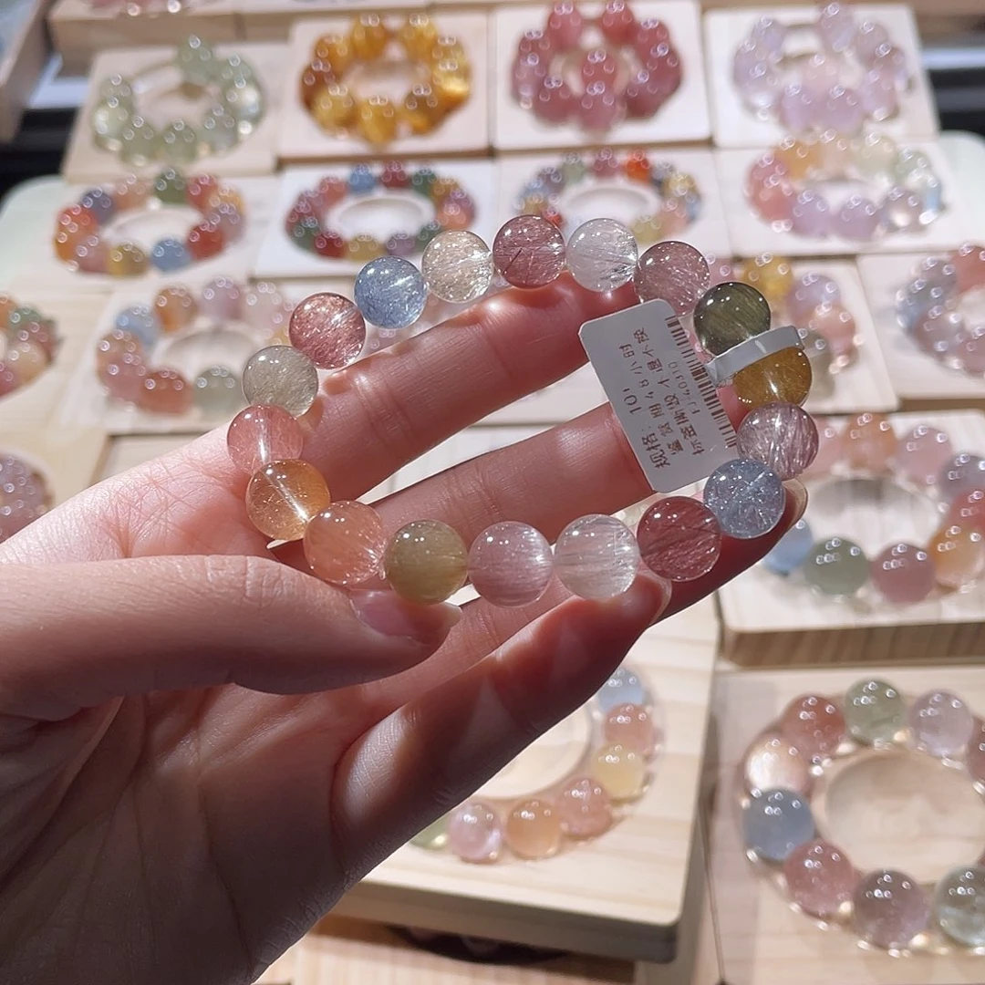 水晶未镶嵌手链兔毛手链，晶体通透