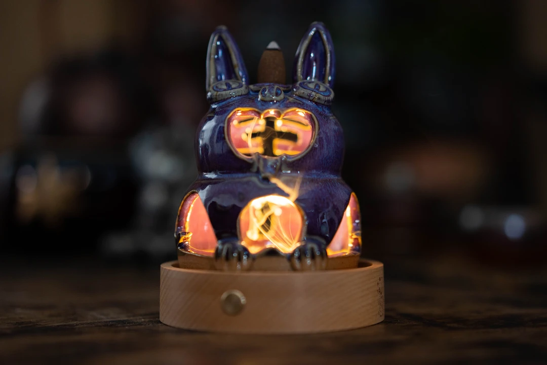 云南非遗原创纯手工手工瓦猫元素小夜灯彩釉创意氛围灯小台灯送礼