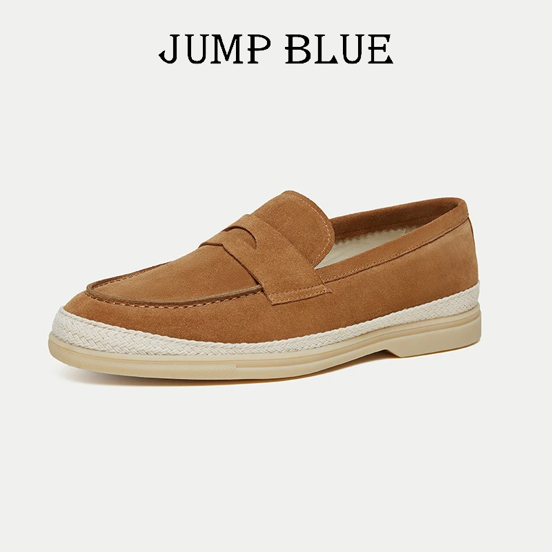 JUMP BLUE休闲乐福鞋豆豆鞋复古棕色皮鞋透气休闲鞋皮鞋百搭男鞋