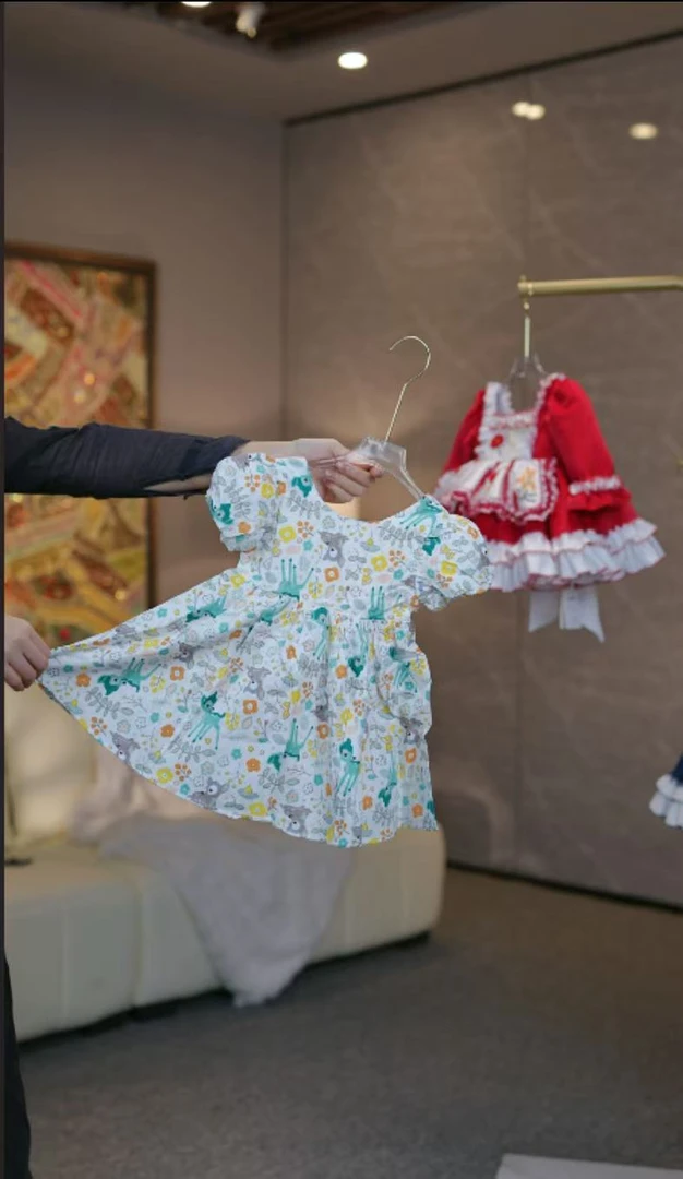 【小鹿绿花】女童礼服裙短袖儿童连衣裙小女孩碎花公主裙