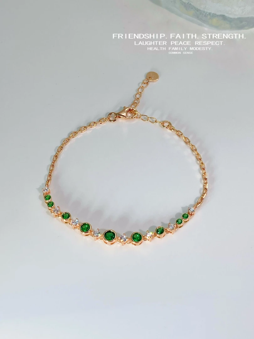 925银手链 绿多宝满钻手链 精美简约百搭时尚轻奢气质手链（22）