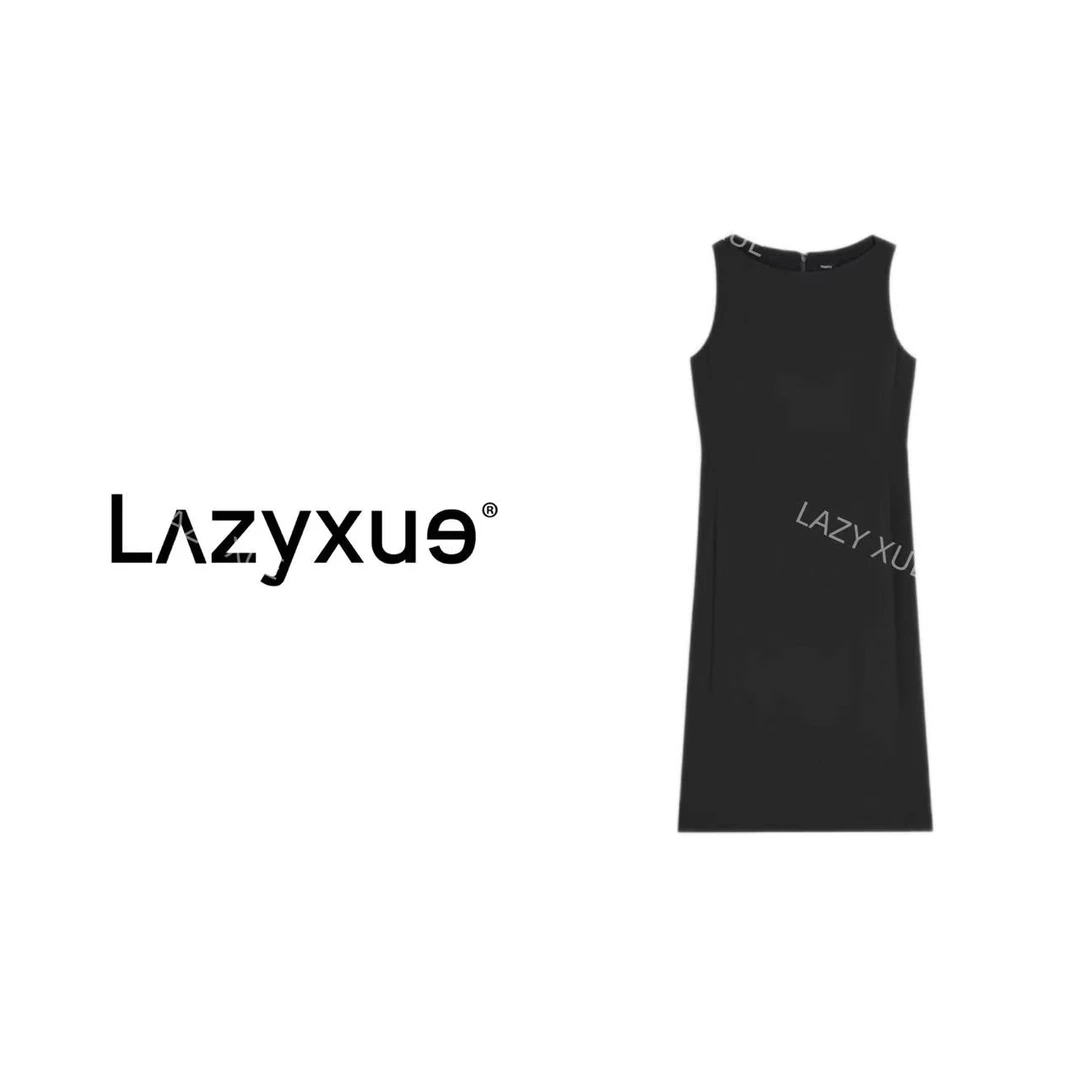 LAZYXUE薛懒懒“素简之韵”三醋酸简约优雅无袖时尚套头连衣裙 9606