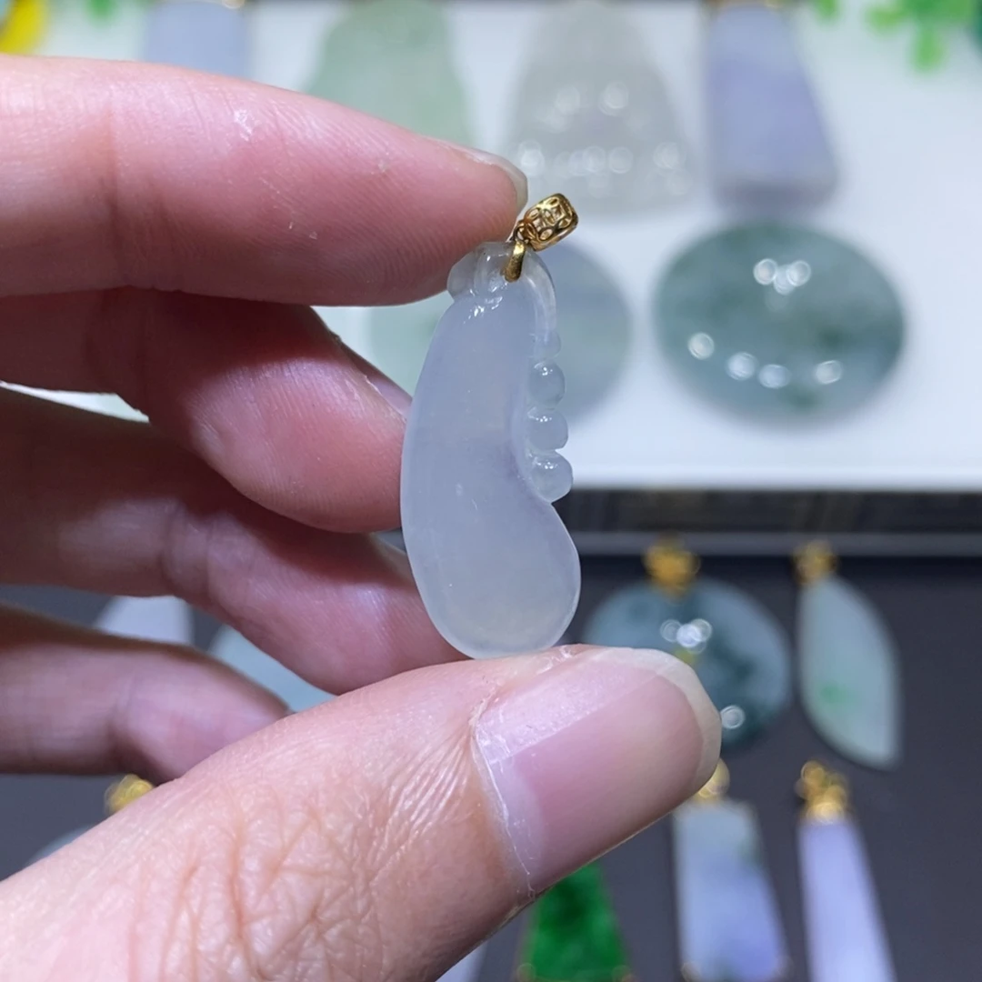 翡翠18K金镶嵌吊坠(不含链)