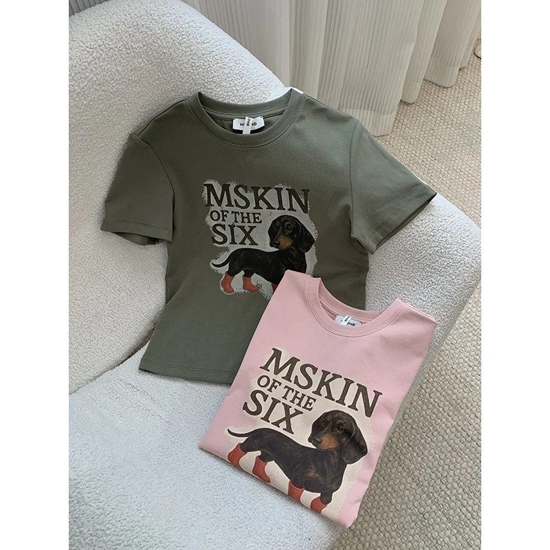 特价【比格小狗】深圳货卡通图案设计白墨印花T恤短袖