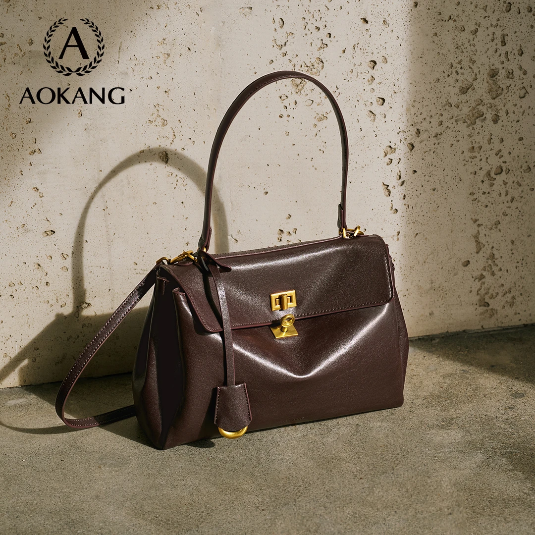 奥康邮差包头层牛皮包2026新款百搭通勤手提包质感单肩包斜挎女包商品图