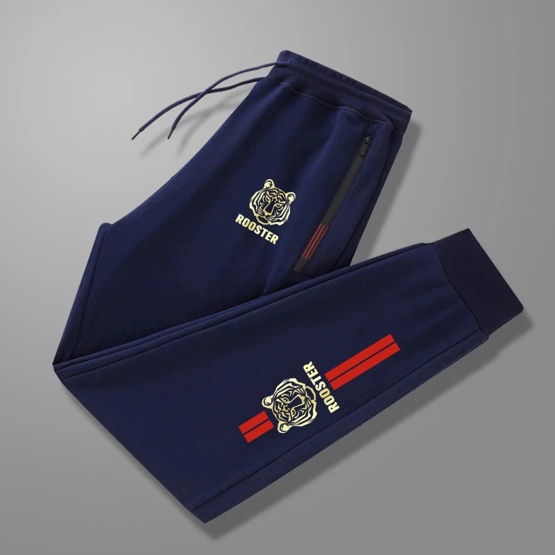 公鸡秋冬季新款束脚休闲裤男士加绒加厚款运动卫裤青年装抽绳爆款