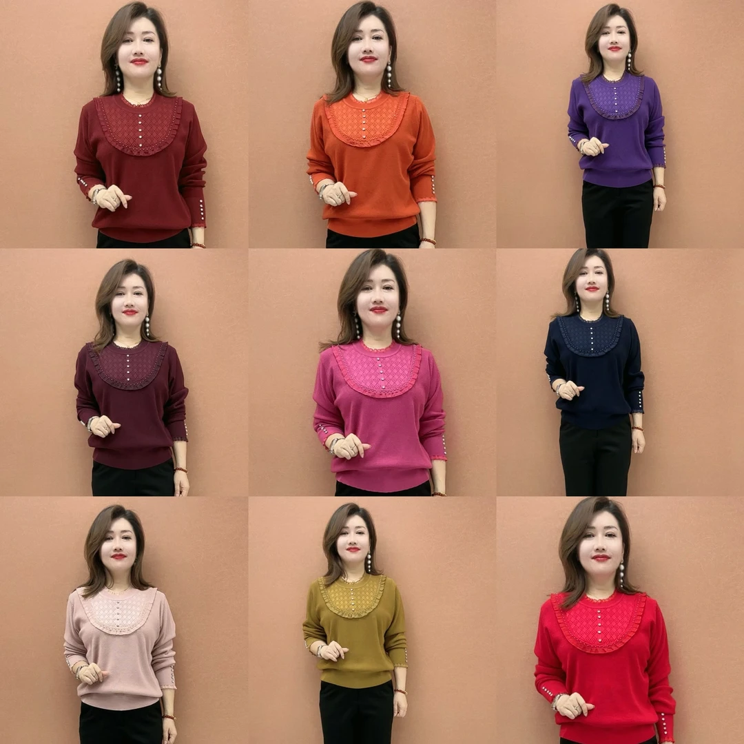 SZ 秋冬新款U形花边领短款气质减龄针织衫