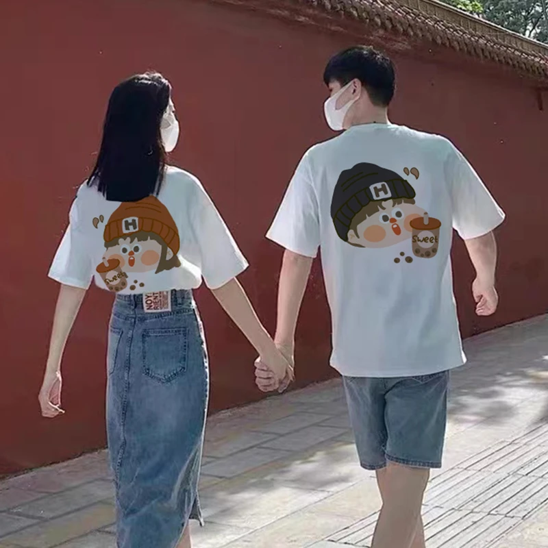 情侣装闺蜜装2025新款夏季百搭潮牌纯棉短袖t恤男女上衣宽松ins潮