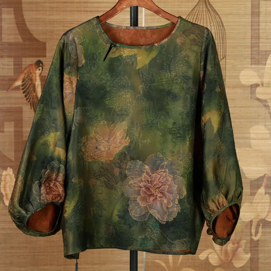 君 新中式 香云纱国色天香上衣 1329