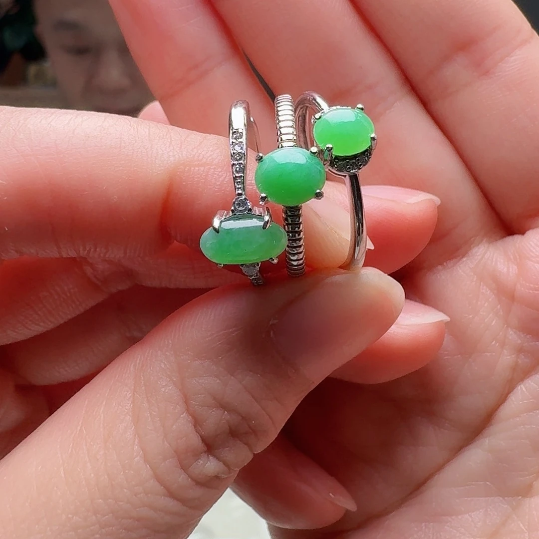 翡翠戒指银S925镶嵌多样性发货其一