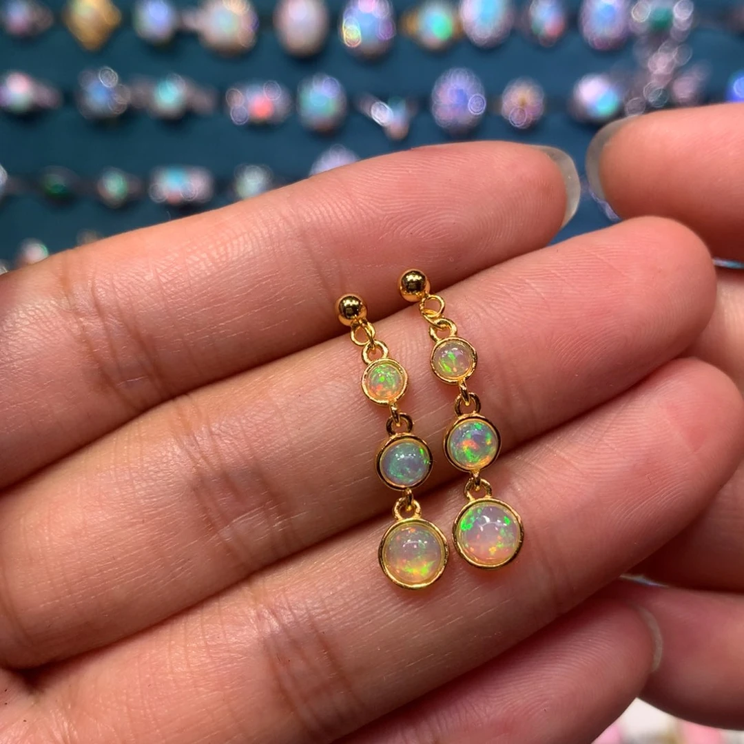 欧泊银S925镶嵌耳钉款式