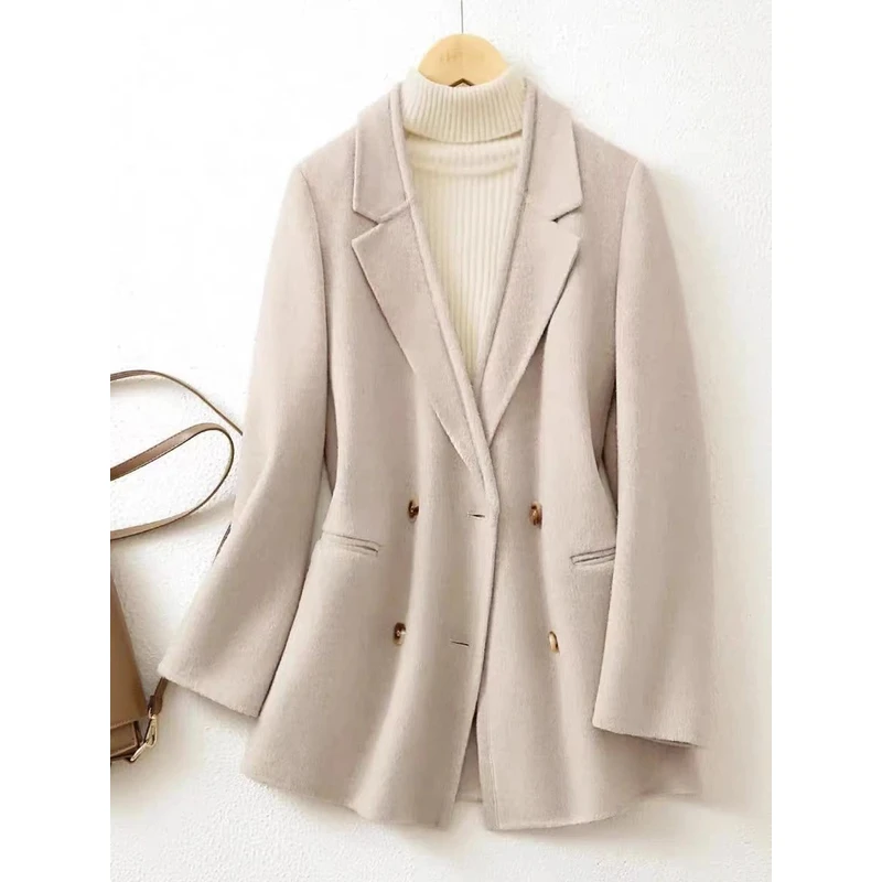 1135毛呢外套外套双面小个子短款上衣呢子百搭时尚