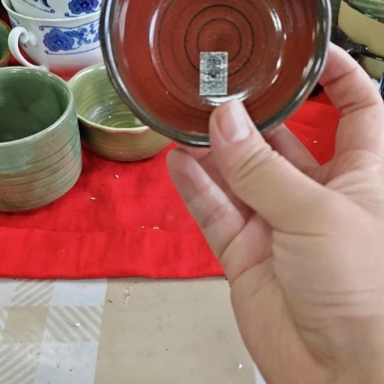 感***你瓷片铁红釉茶杯,,