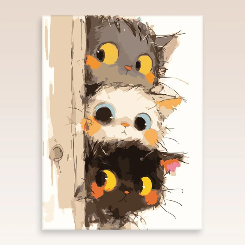 数字油画diy小猫咪填色手工解压治愈系高颜值小众生日礼物装饰画