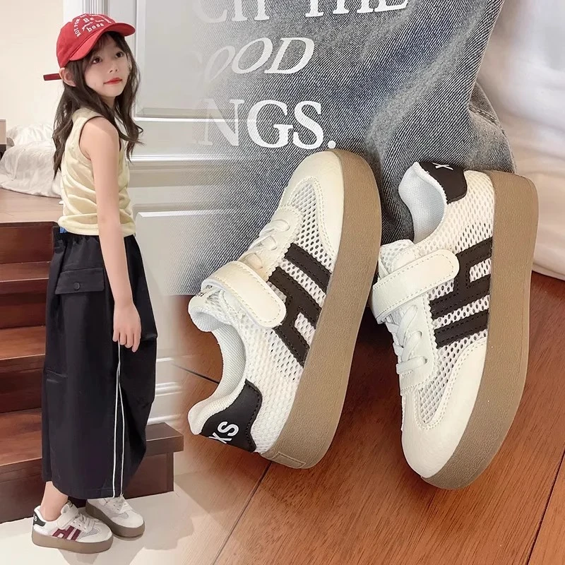 ABC儿童运动鞋女童鞋子单网透气板鞋2025夏季新款网面休闲德训鞋