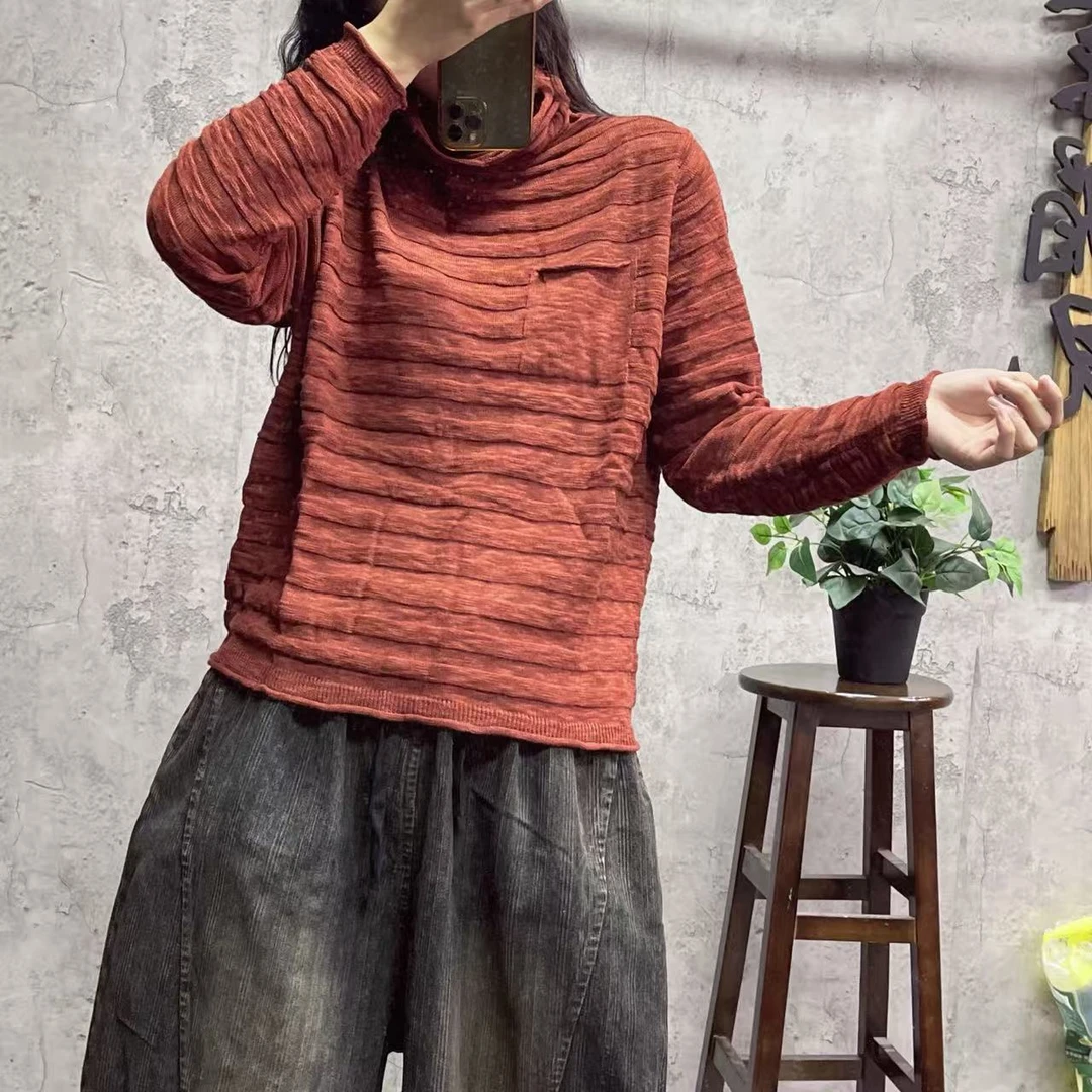 媚儿~原创时尚新款净色百搭堆堆领口毛衣（衣长60 胸围116）