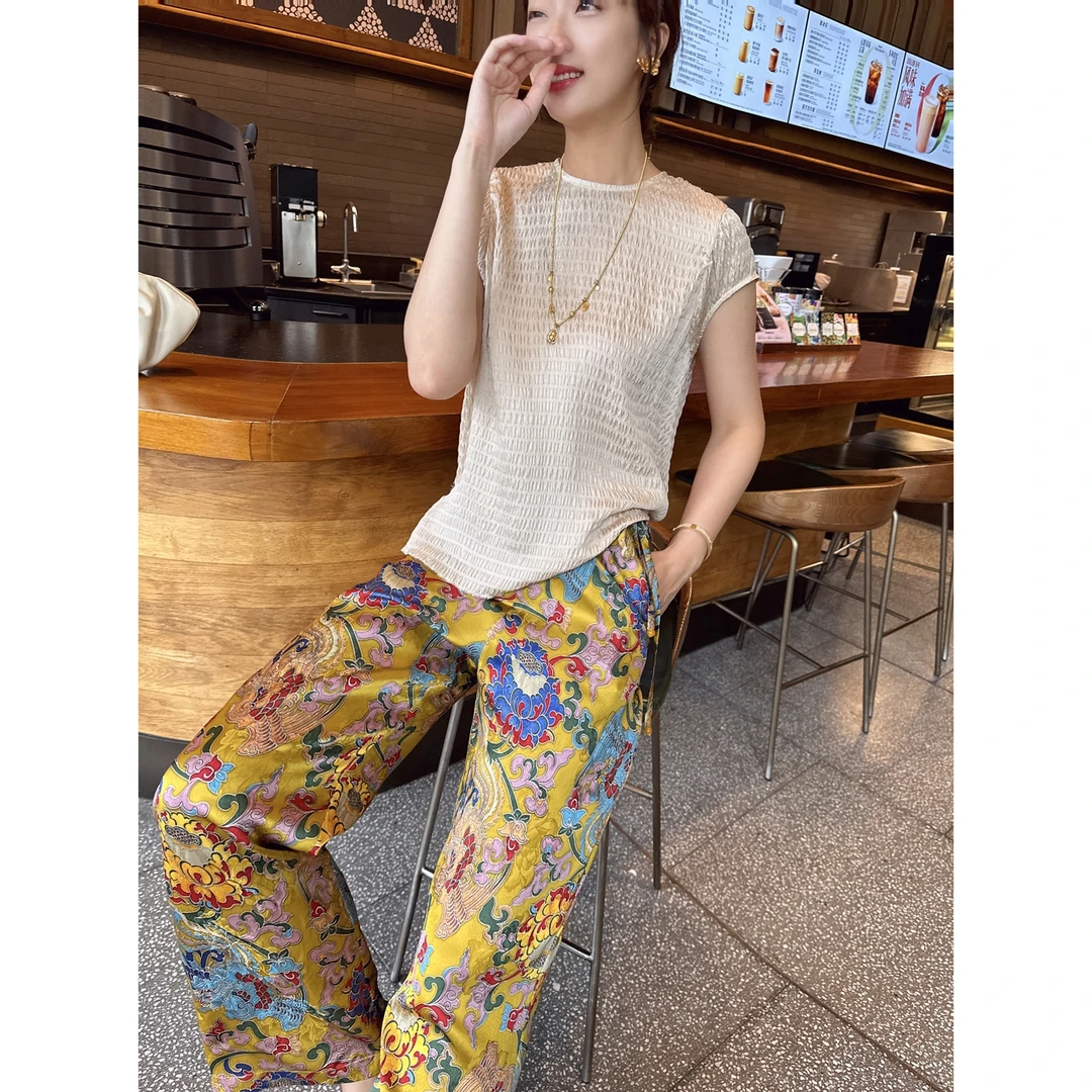 【深圳罗依】原创真丝衬衫女桑蚕丝打揽新中式短袖气质休闲宽松上衣