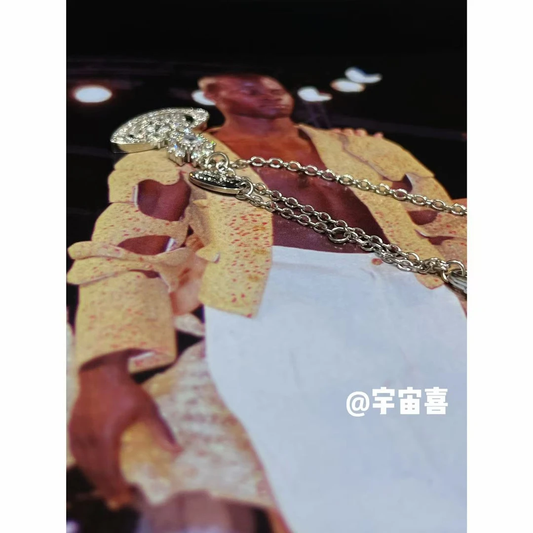 铜合金项链  J5-020【基础造型银色底白锆球形星球项链】银底白锆