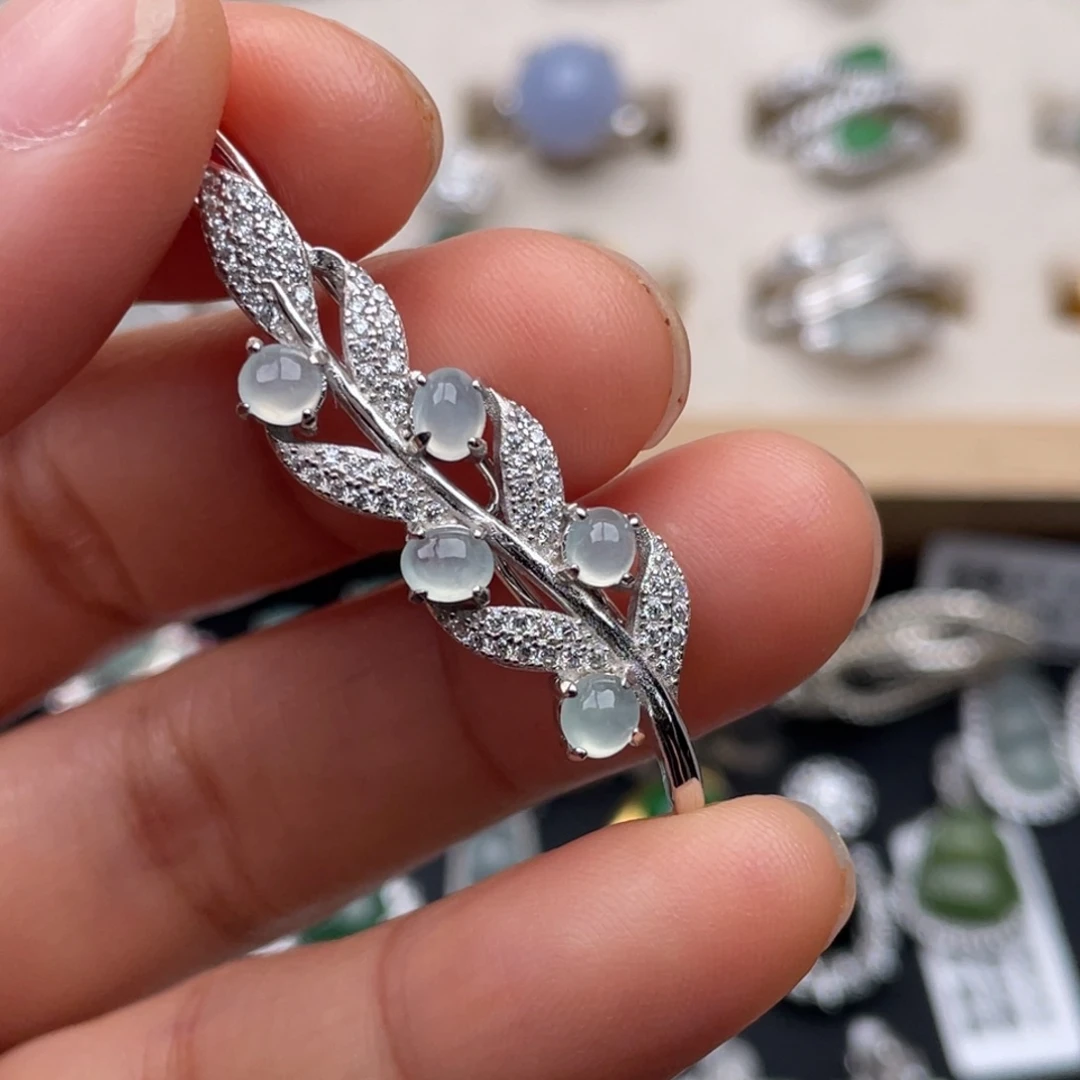 翡翠银S925镶嵌吊坠(不含链)