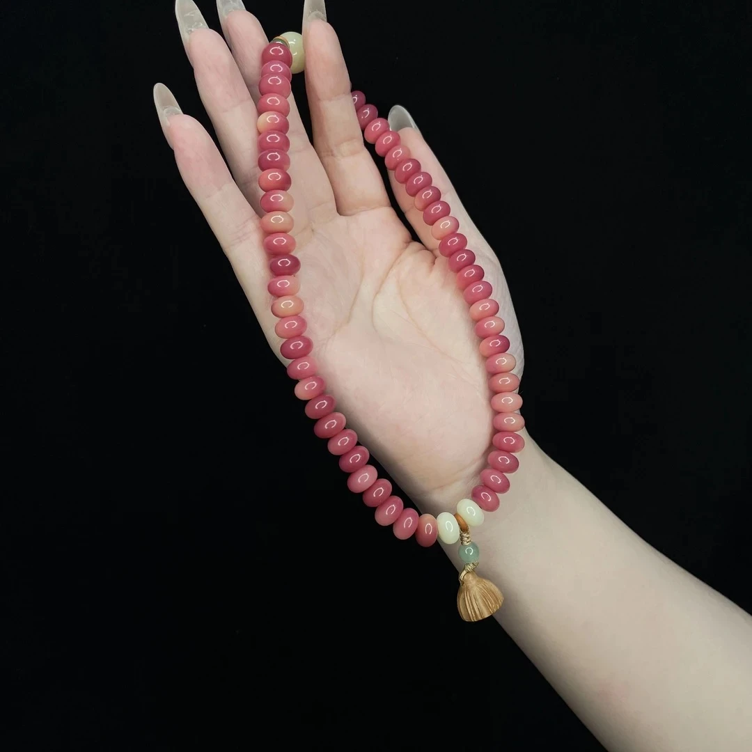 粉玉菩提玉珠+多色珠+莲蓬双圈甄选手串14400（悬浮礼盒）