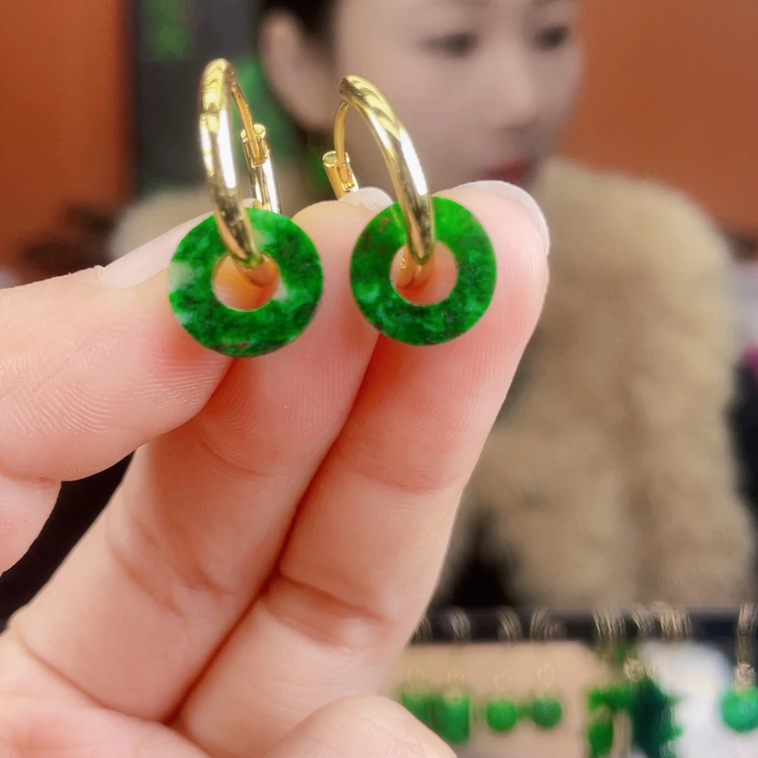 翡翠未镶嵌耳饰饰品