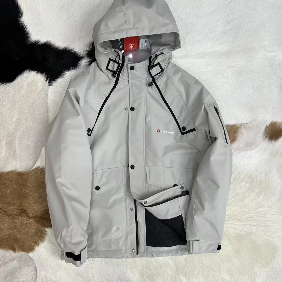 瑞士订单 户外鼻祖 男士秋冬连帽加棉斜插肩夹克外套薄款小棉服