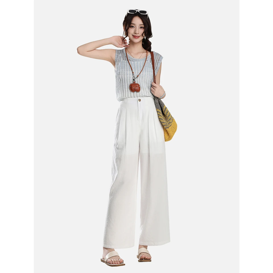 B 门店39&9!安迪休闲裤」松弛感拉满通勤百搭亚麻直筒阔腿裤C22747