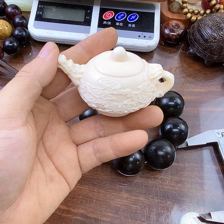 大叶紫檀（黑酸枝木类）把把壶白色