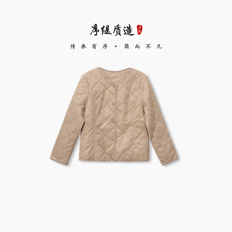 序缇100柞蚕丝填充 薄款棉衣外套女秋冬新款上衣H127-21907