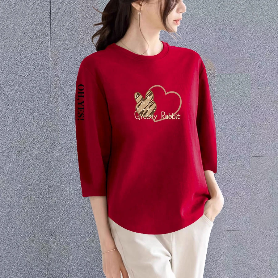 100高档纯棉女夏七分韩版新款潮流时尚宽松百搭遮肉上衣体恤衫