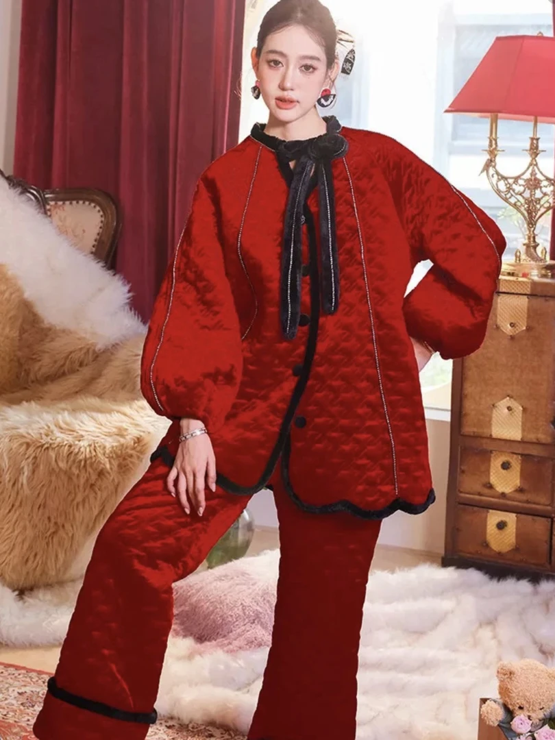 轻奢保暖大红过年家居服